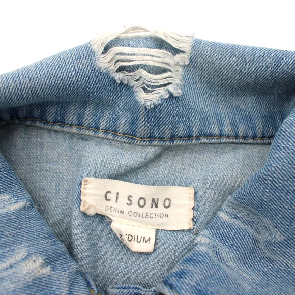 Cropped Distressed Denim Jacket (M) - Picture 3 of 5